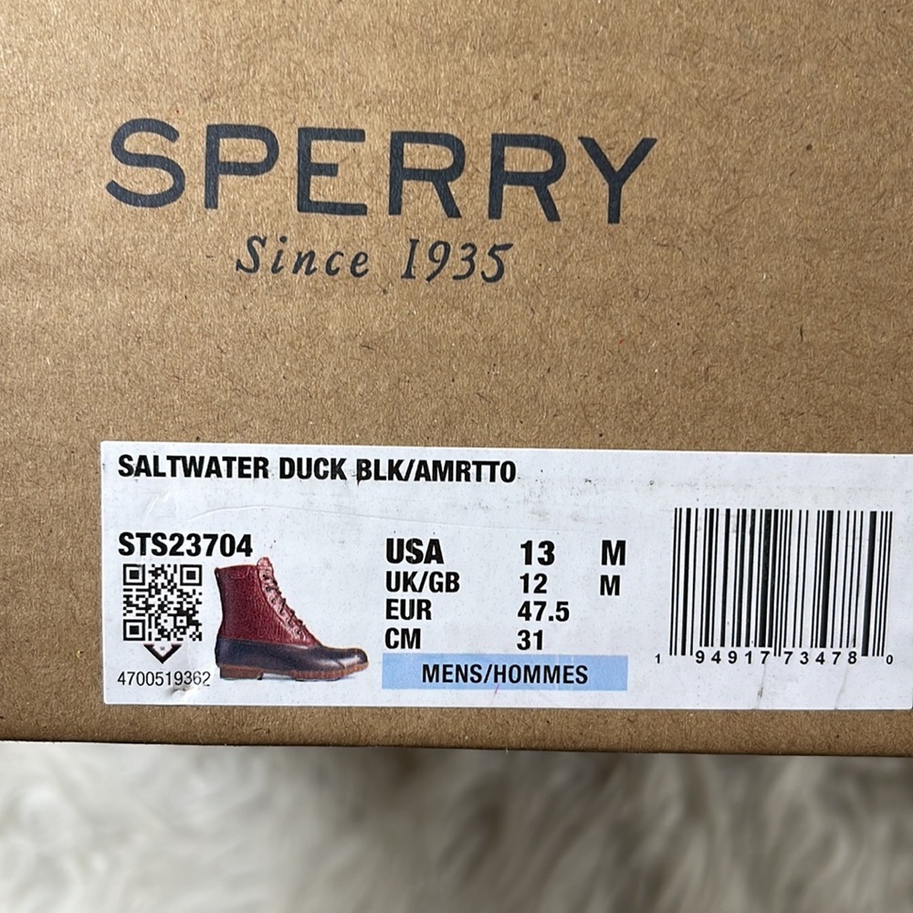 SPERRY MEN'S SALTWATER DUCK BOOT - BLACK/AMARETTO SIZE 13 NEW - Picture 3 of 15
